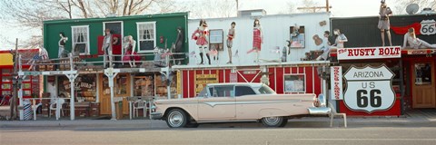 Framed Car on the road, Route 66, Arizona, USA Print