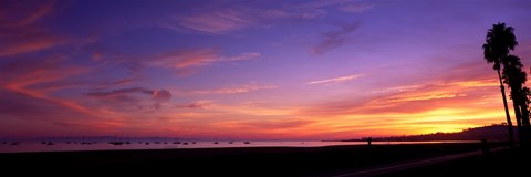 Framed Sunset over the ocean, Santa Barbara, California, USA Print