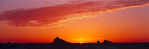 Framed Silhouette of rock formations in a desert, White Desert, Farafra Oasis, Egypt Print