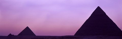 Framed Silhouette of pyramids at dusk, Giza, Egypt Print