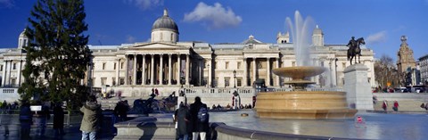 Framed Fountain with a museum on a town square, National Gallery, Trafalgar Square, City Of Westminster, London, England Print