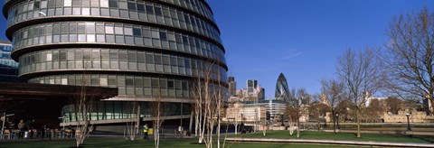 Framed Buildings in a city, Sir Norman Foster Building, London, England Print