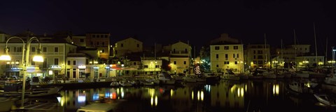 Framed Boats at a harbor, La Maddalena, Arcipelago Di La Maddalena National Park, Sardinia, Italy Print