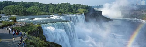 Framed Tourists at a waterfall, Niagara Falls, Niagara River, Niagara County, New York State, USA Print