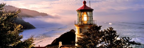 Framed Lighthouse at a coast, Heceta Head Lighthouse, Heceta Head, Lane County, Oregon (horizontal) Print