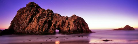 Framed Rock formations on the beach, Pfeiffer Beach, Big Sur, California, USA Print