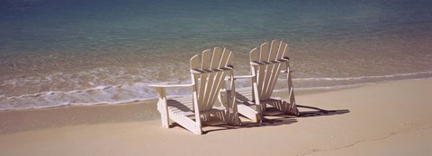 Framed Adirondack chair on the beach, Bahamas Print
