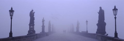 Framed Statues and lampposts on a bridge, Charles Bridge, Prague, Czech Republic Print