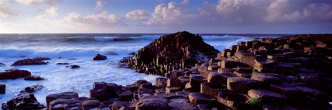 Framed Rock formations on the coast, Giants Causeway, County Antrim, Northern Ireland Print