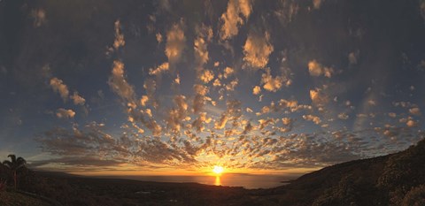 Framed Sunset over the Pacific ocean, Kealakekua Bay, Kona Coast, Kona, Hawaii, USA Print
