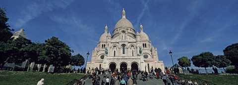 Framed Crowd at a basilica, Basilique Du Sacre Coeur, Montmartre, Paris, Ile-de-France, France Print