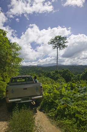 Framed Truck a dirt road, Malao, Big Bay Highway, Espiritu Santo, Vanuatu Print