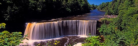 Framed Waterfall in a forest, Tahquamenon Falls, Tahquamenon River, Michigan, USA Print