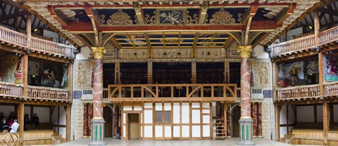 Framed Interiors of a stage theater, Globe Theatre, London, England Print