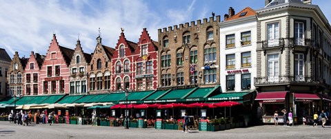 Framed Market at a town square, Bruges, West Flanders, Belgium Print
