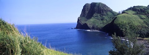 Framed High angle view of a coast, Kahakuloa, Highway 340, West Maui, Hawaii, USA Print