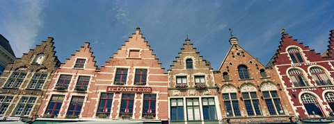 Framed Low angle view of gabled houses, Bruges, West Flanders, Flemish Region, Belgium Print