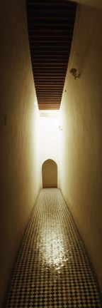 Framed Corridor inside the Bahia Palace, Marrakesh, Morocco Print