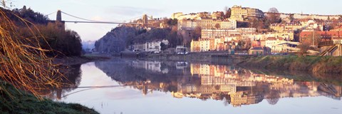 Framed Suspension bridge across a river, Clifton Suspension Bridge, Bristol, England Print