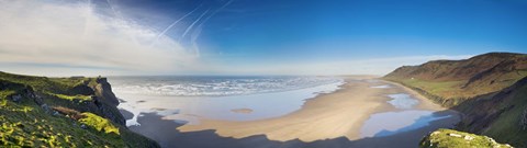 Framed Cliff at seaside, Rhossili Bay, Gower Peninsular, South Wales, Wales Print