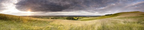 Framed Sunset over a landscape, Uffington, Oxfordshire, England Print