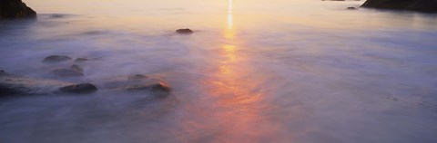 Framed Ocean at sunset Print