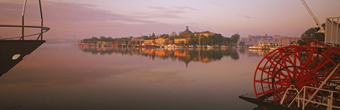 Framed Sternwheeler in a river, Skeppsholmen, Nybroviken, Stockholm, Sweden Print