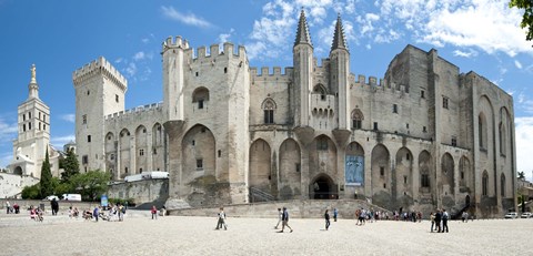 Framed People in front of a palace, Palais des Papes, Avignon, Vaucluse, Provence-Alpes-Cote d'Azur, France Print