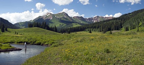 Framed Man fly-fishing in Slate River, Crested Butte, Gunnison County, Colorado, USA Print