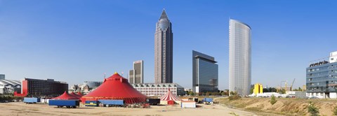 Framed Hochhauser in the European quarter a circus tent, Frankfurt, Hesse, Germany Print