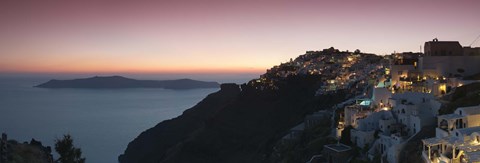 Framed Village on a cliff, Firostefani, Santorini, Cyclades Islands, Greece Print