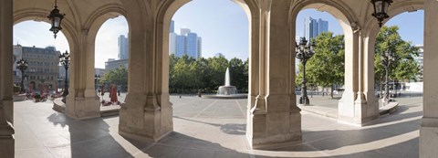 Framed Buildings in the financial district viewed from the opera house, Frankfurt, Hesse, Germany Print