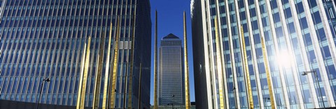 Framed Buildings in a city, Canada Square Building, Canary Wharf, Isle of Dogs, London, England Print