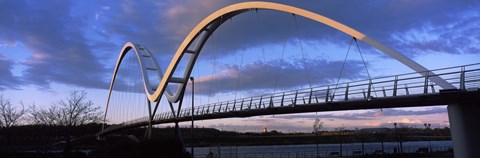 Framed Modern bridge over a river, Infinity Bridge, River Tees, Stockton-On-Tees, Cleveland, England Print