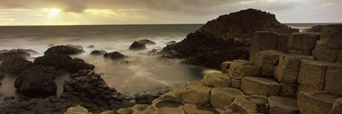 Framed Rock formations in the sea, Giant&#39;s Causeway, County Antrim, Northern Ireland Print
