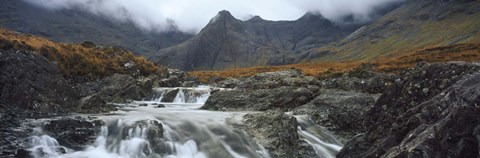 Framed Water falling from rocks, Sgurr a&#39; Mhaim, Glen Brittle, Isle of Skye, Scotland Print