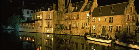 Framed Houses at the waterfront, Bruges, Flanders, Belgium Print