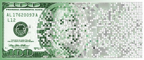 Framed One Hundred Dollar Bill turning digital Print