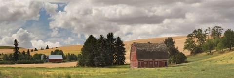 Framed Old barn under cloudy sky, Palouse, Washington State, USA Print