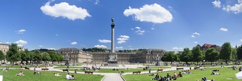 Framed Tourists at a town square, New Palace, Schlossplatz, Stuttgart, Baden-Wurttemberg, Germany Print