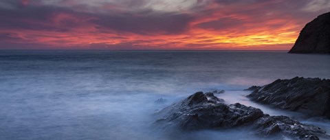 Framed Coast at sunset, L&#39;ile-Rousse, Haute-Corse, Corsica, France Print