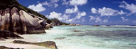 Framed Anse Source d&#39;Argent Beach, La Digue Island, Seychelles Print