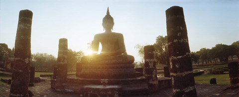 Framed Statue of Buddha at sunset, Sukhothai Historical Park, Sukhothai, Thailand Print
