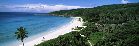 Framed High angle view of Grand Anse Beach, La Digue Island, Seychelles Print