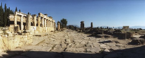 Framed Ruins of the Roman town of Hierapolis at Pamukkale, Anatolia, Central Anatolia Region, Turkey Print