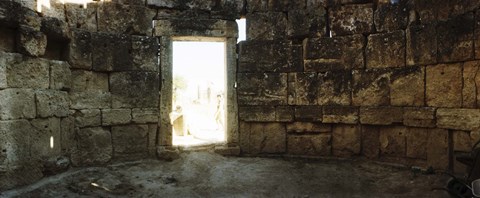 Framed Doorway in the Roman town ruins of Hierapolis at Pamukkale, Anatolia, Central Anatolia Region, Turkey Print