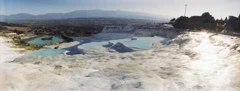 Framed Hot springs and Travertine Pool with Cloudy Sky, Pamukkale, Turkey Print