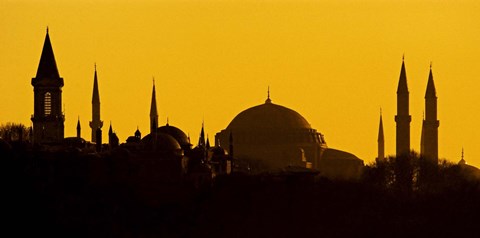 Framed Silhouette of a mosque, Blue Mosque, Istanbul, Turkey Print