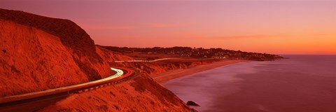 Framed Pacific Coast Highway At Sunset, California, USA Print