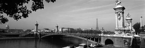 Framed Pont Alexandre III, Seine River, Paris, Ile-de-France, France (black and white) Print